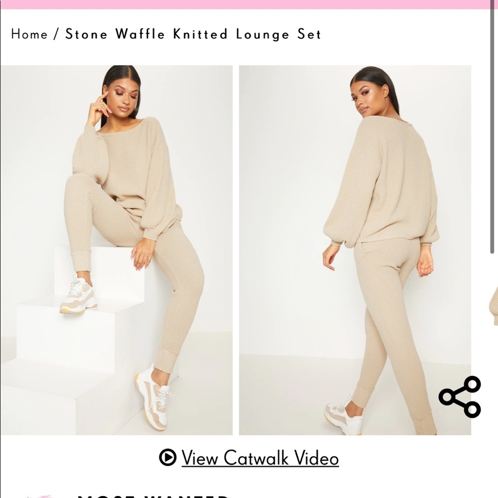 Pretty Little Thing Waffle Knitted Lounge Set